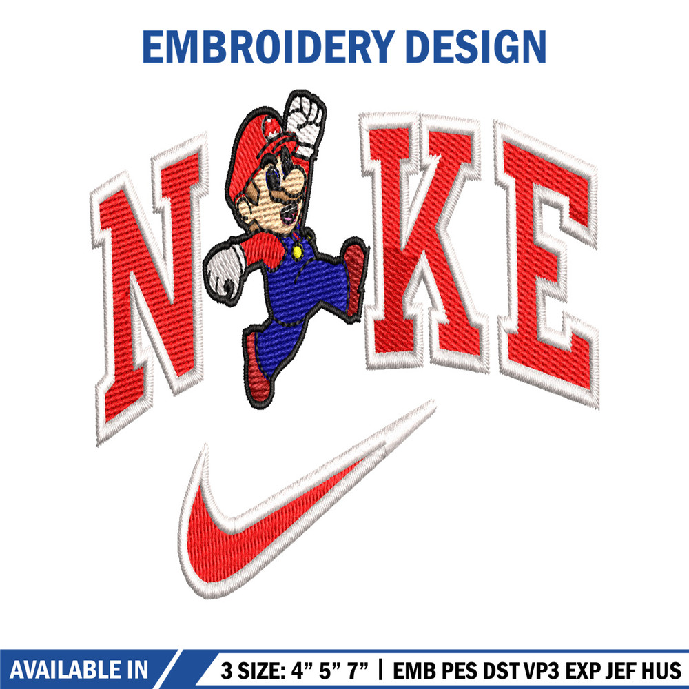 Nike Mario embroidery design, Nike Mario embroidery, Nike design, embroidery file, Logo shirt, Digital download.jpg