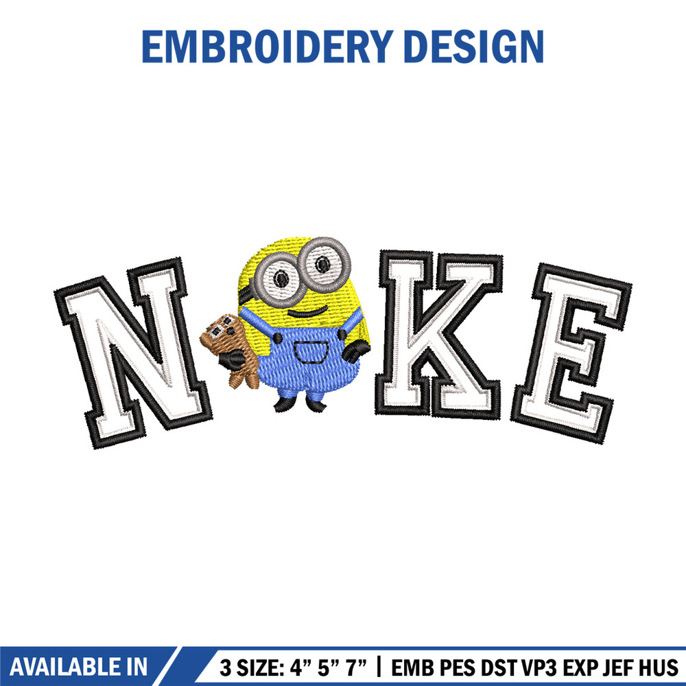 Nike minion embroidery design, Minion embroidery, Nike design, Embroidery shirt, Embroidery file, Digital download 1.jpg