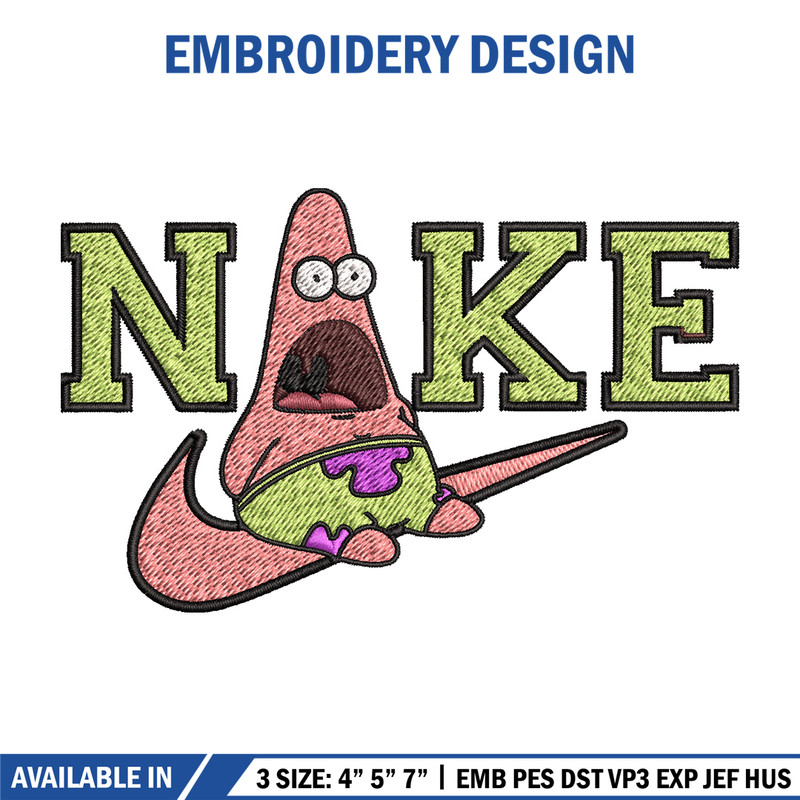 Nike patrick cute Embroidery Design, Spongebob Embroidery, Nike Embroidery, Embroidery File, Logo shirt,Digital download 1.jpg