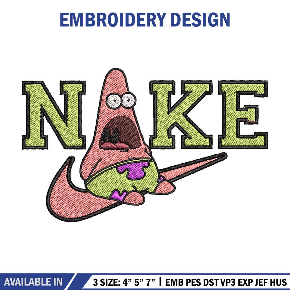 Nike patrick cute Embroidery Design, Spongebob Embroidery, Nike Embroidery, Embroidery File, Logo shirt,Digital download.jpg