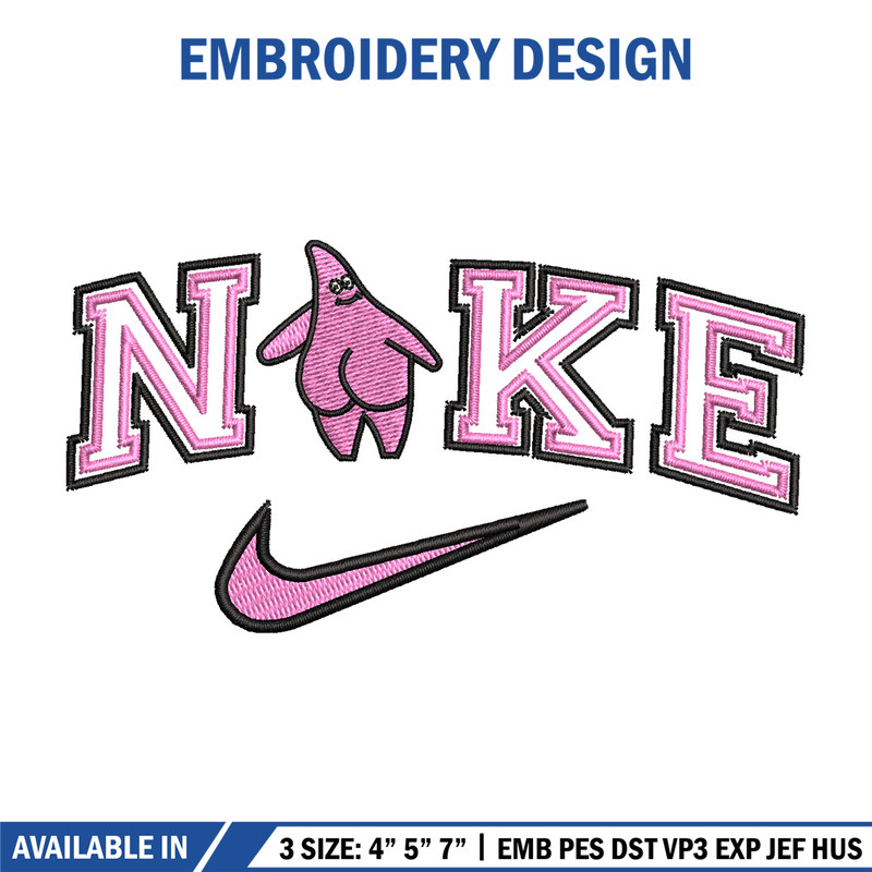 Nike patrick embroidery design, Spongebob embroidery, Nike design, Embroidery file, Embroidery shirt, Digital download 1.jpg