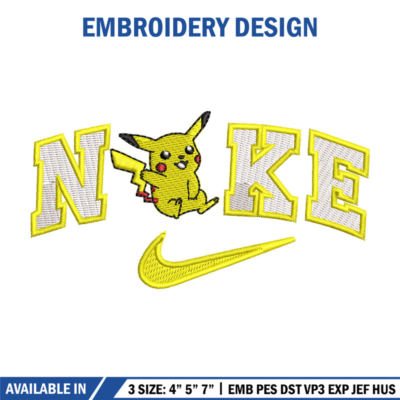 Nike pikachu embroidery design, Pokemon embroidery, Nike design, Embroidery shirt, Embroidery file, Digital download 1.jpg