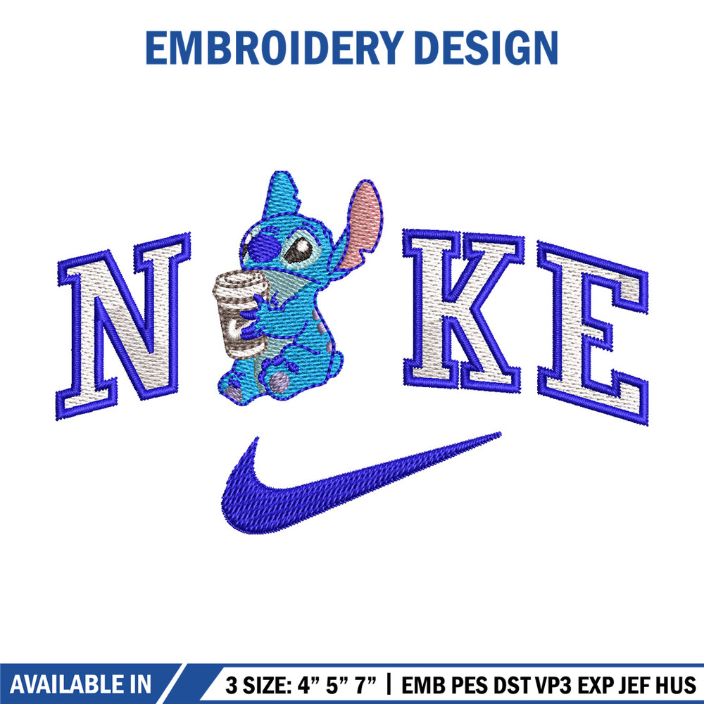 Nike stitch coffee embroidery design, Stitch embroidery, Nike design,Embroidery shirt, Embroidery file, Digital download 1.jpg