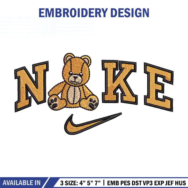 Nike teddy bear embroidery design, Bear embroidery, Nike design,Embroidery file,Embroidery shirt,Digital download.jpg