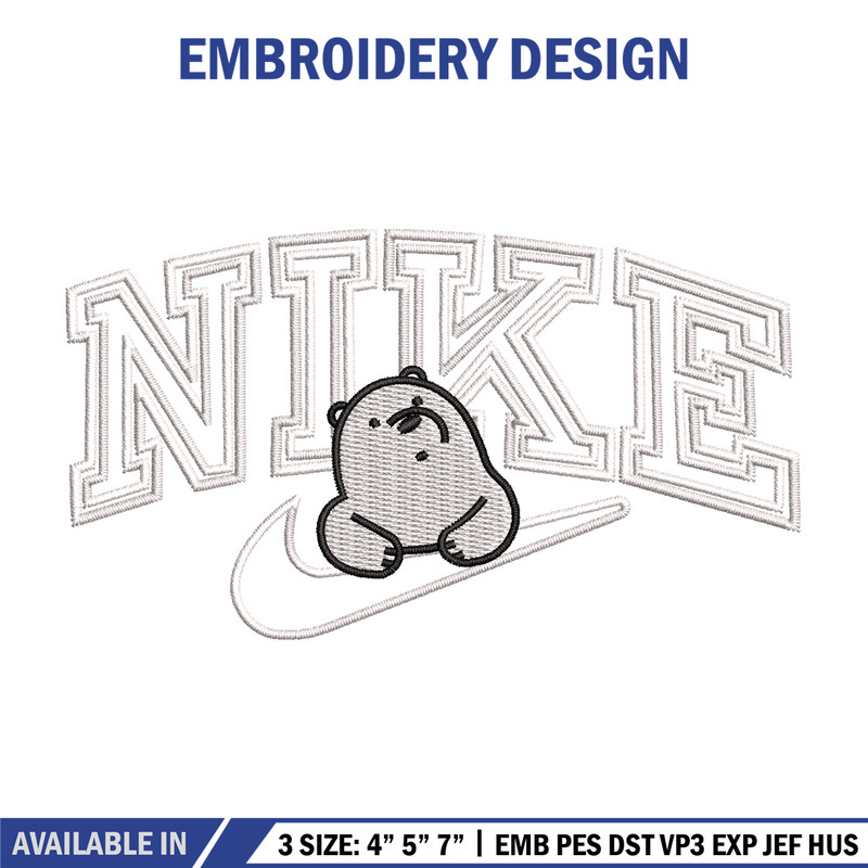 Nike white bear embroidery design, Cartoon embroidery, Nike design, Embroidery shirt, Embroidery file,Digital download.jpg