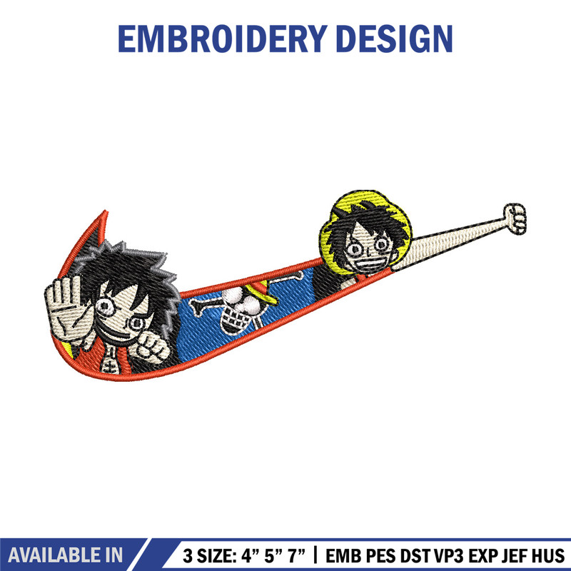 Nike x luffy embroidery design, One piece embroidery, Nike design, Embroidery shirt, Embroidery file, Digital download.jpg