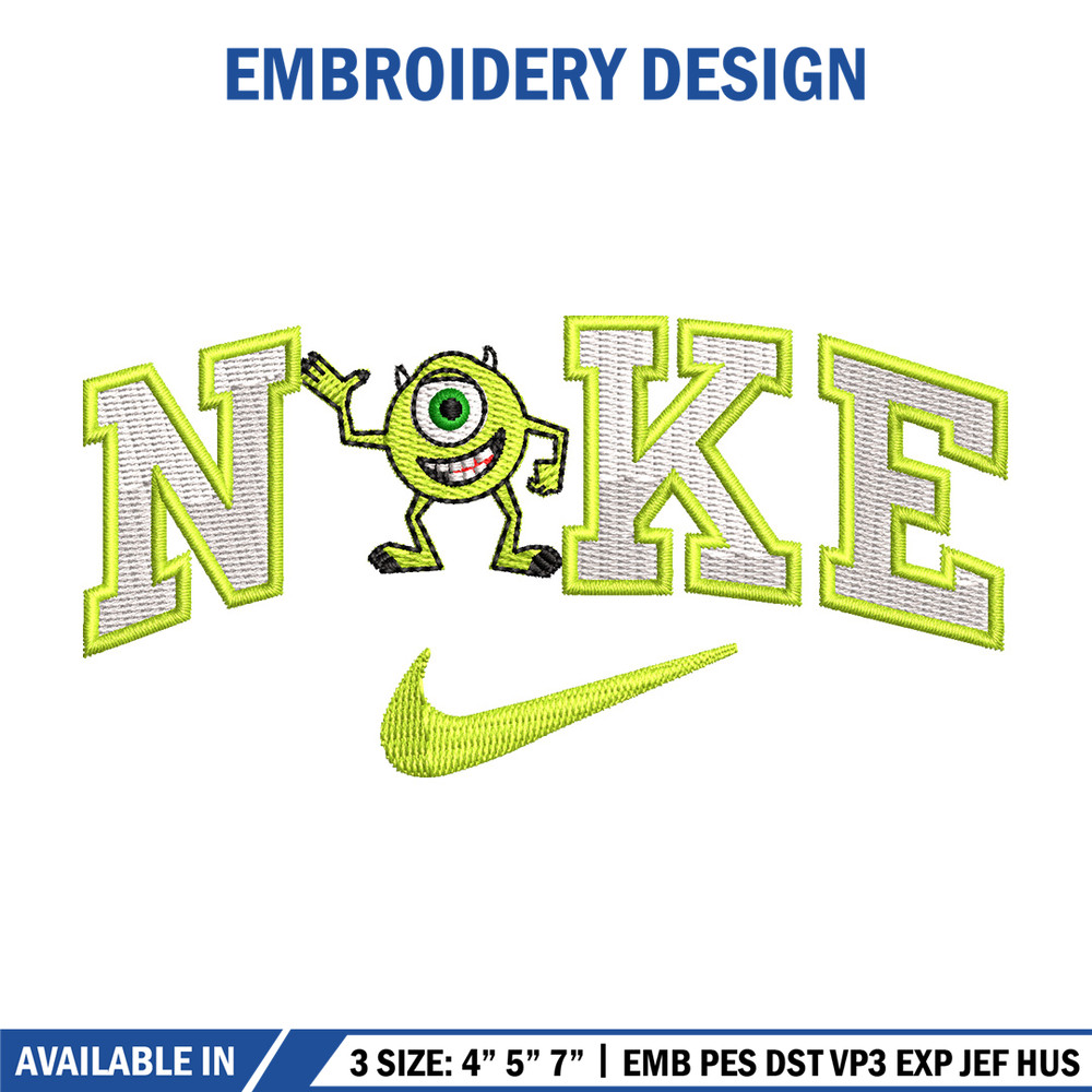 Nike x mike embroidery design, Disney embroidery, Nike design, Embroidery shirt, Embroidery file, Digital download 1.jpg