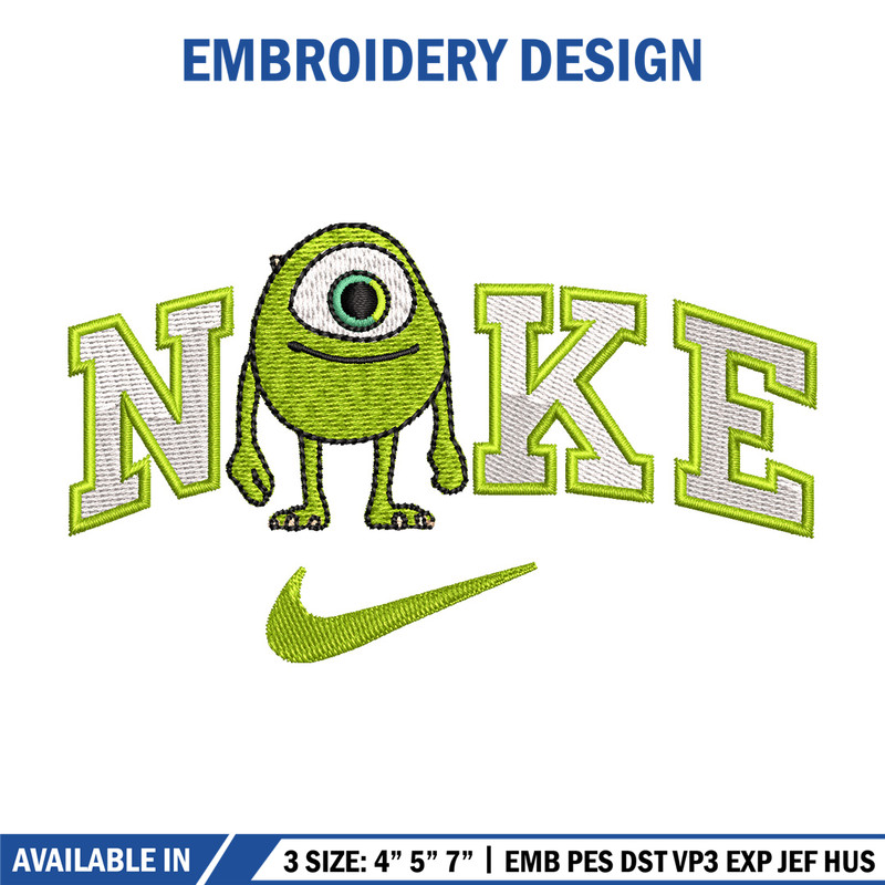 Nike x mike embroidery design, Disney monster embroidery, Nike design,Embroidery file,Embroidery shirt,Digital download 1.jpg