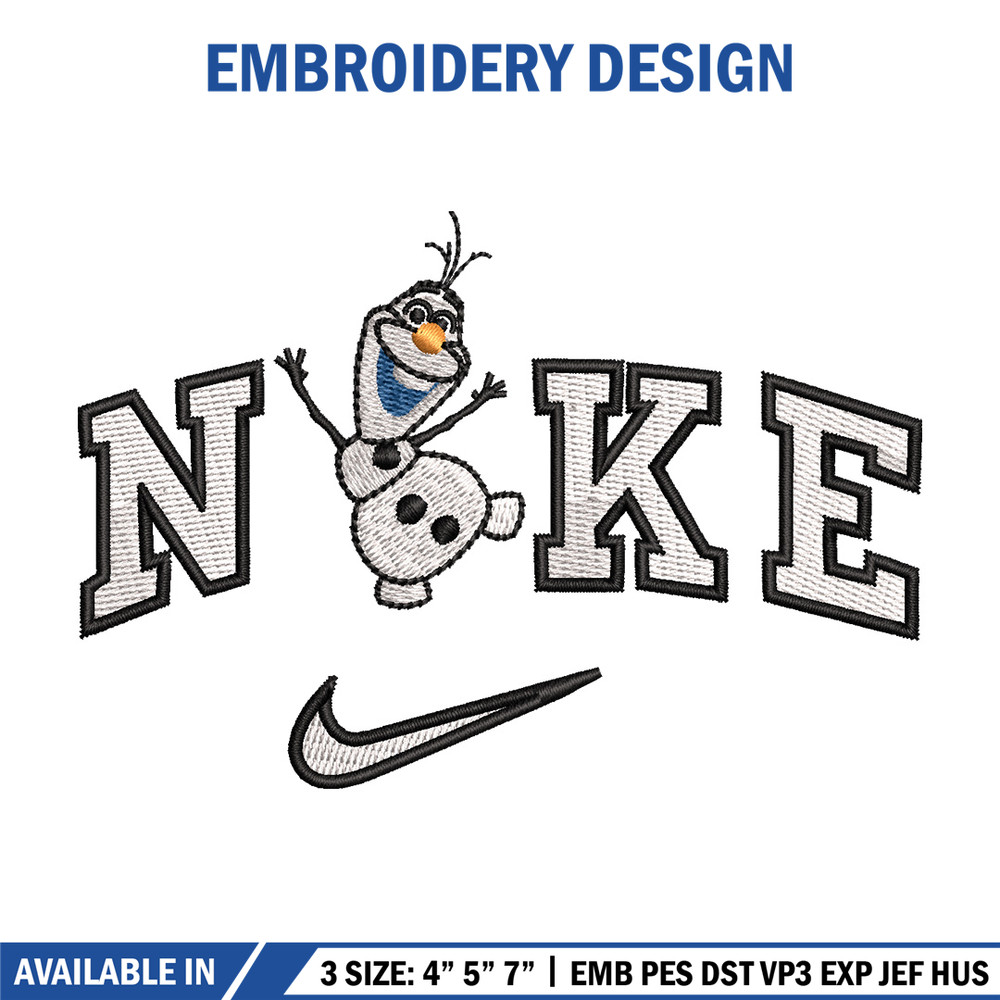 Nike x olaf embroidery design, Disney embroidery, Nike design, Embroidery shirt, Embroidery file, Digital download 1.jpg