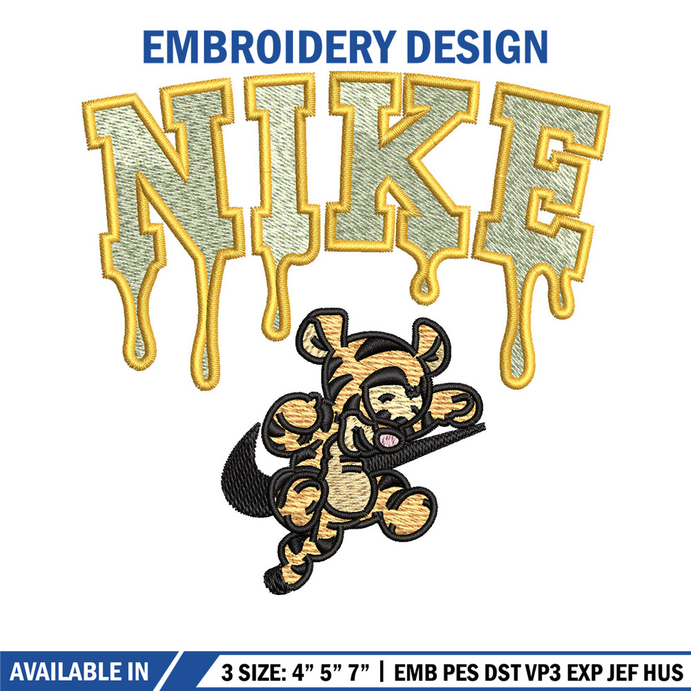 Nike x tigger embroidery design, Pooh embroidery, Nike design, Embroidery shirt, Embroidery file, Digital download 1.jpg