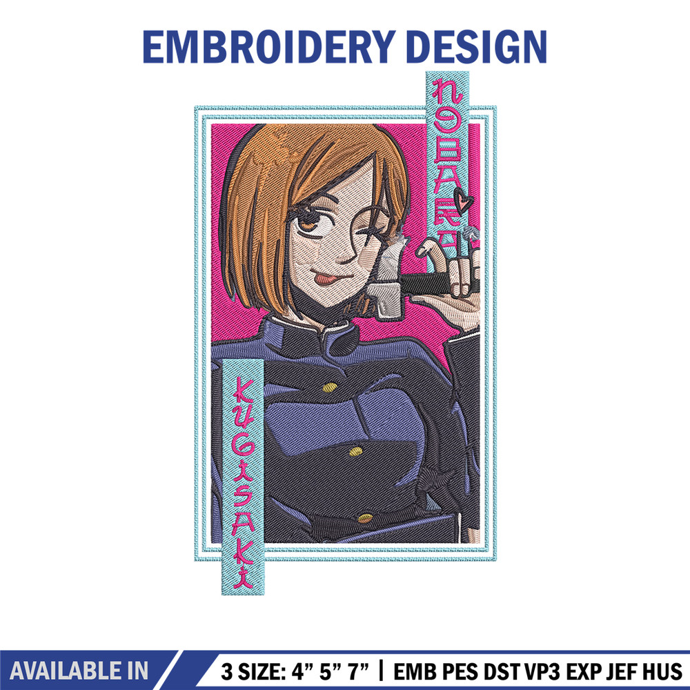 Nobara poster Embroidery Design, Jujutsu Embroidery, Embroidery File, Anime Embroidery, Anime shirt,Digital download.jpg