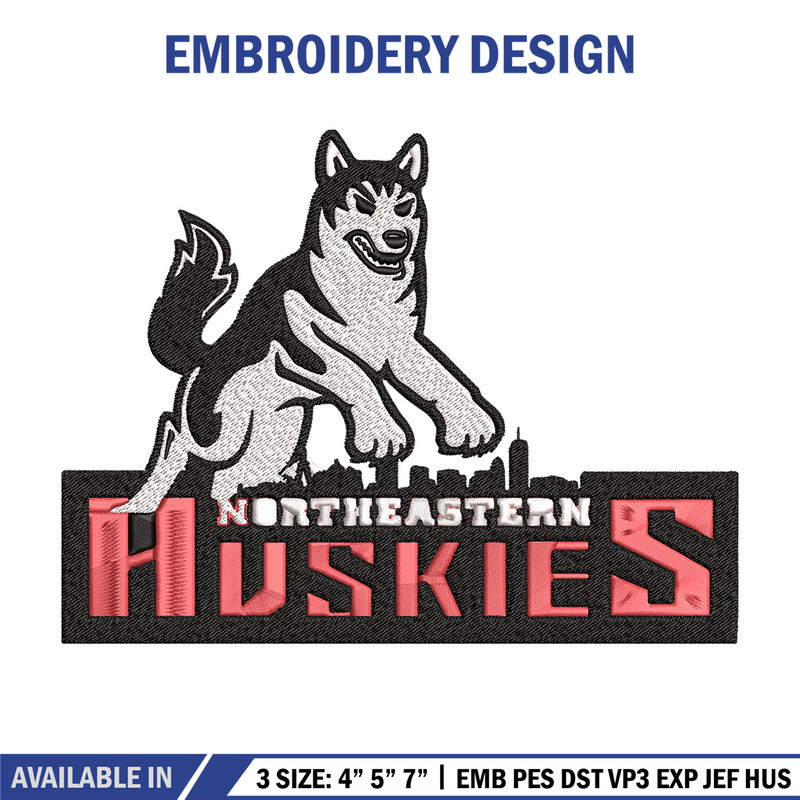 Northeastern Logo embroidery design, Logo embroidery, Sport embroidery, logo sport embroidery, Embroidery design.jpg