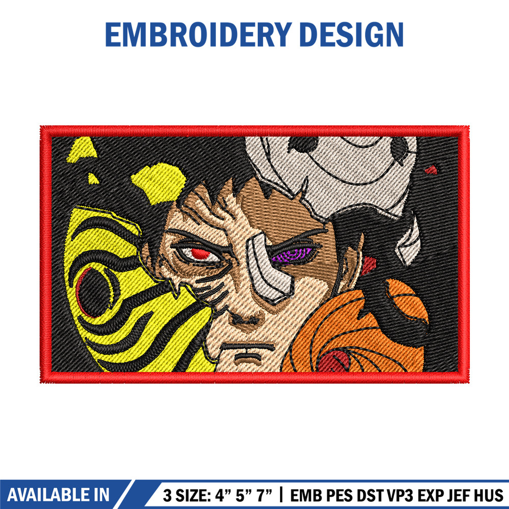 Obito mask broken embroidery design, Naruto embroidery, embroidery file, anime design, anime shirt, Digital download.jpg