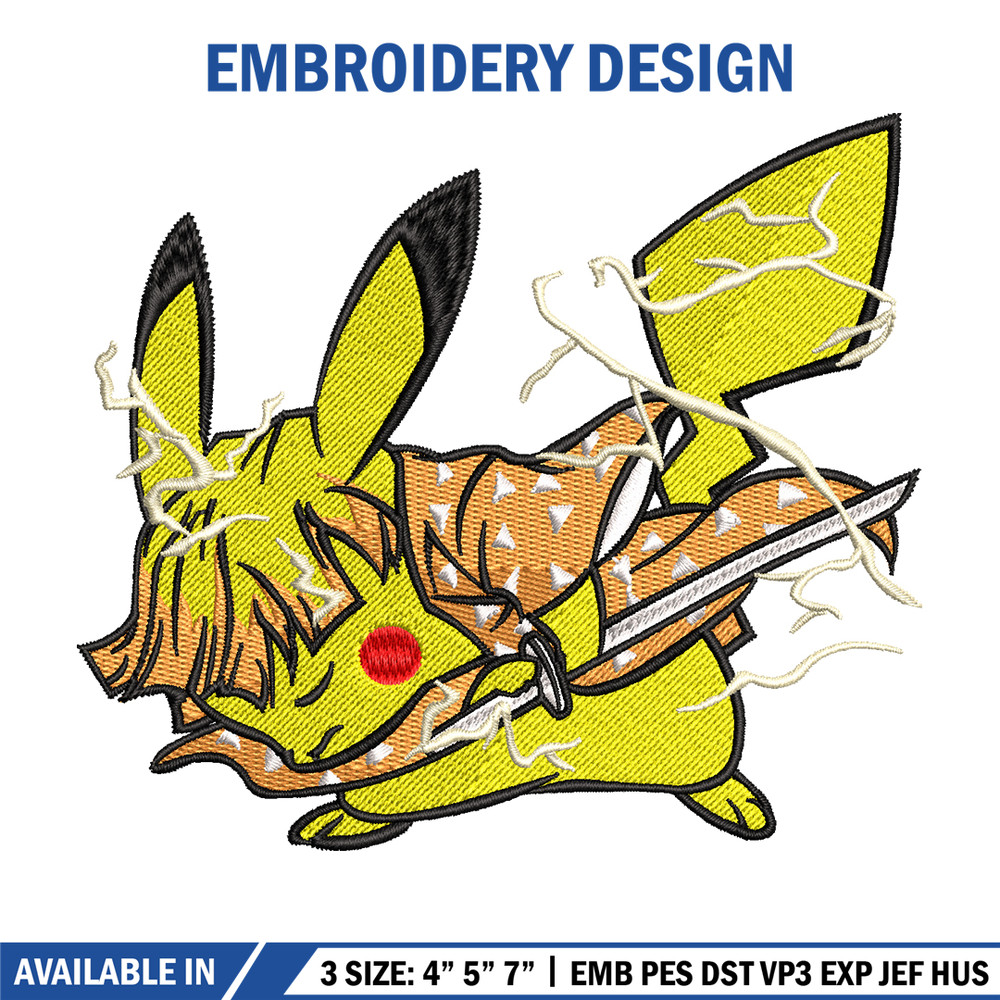 Pikachu Zenitsu embroidery design, Pokemon embroidery, embroidery file, anime design, anime shirt, Digital download.jpg