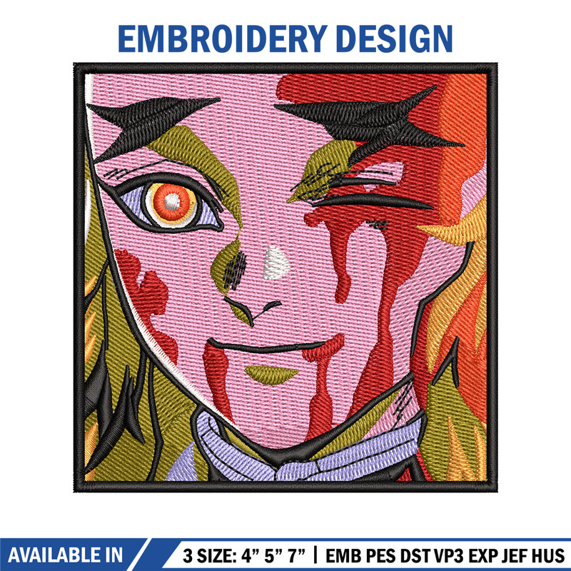 Rengoku face embroidery design, Rengoku embroidery, Anime design, Embroidery shirt, Embroidery file, Digital download.jpg