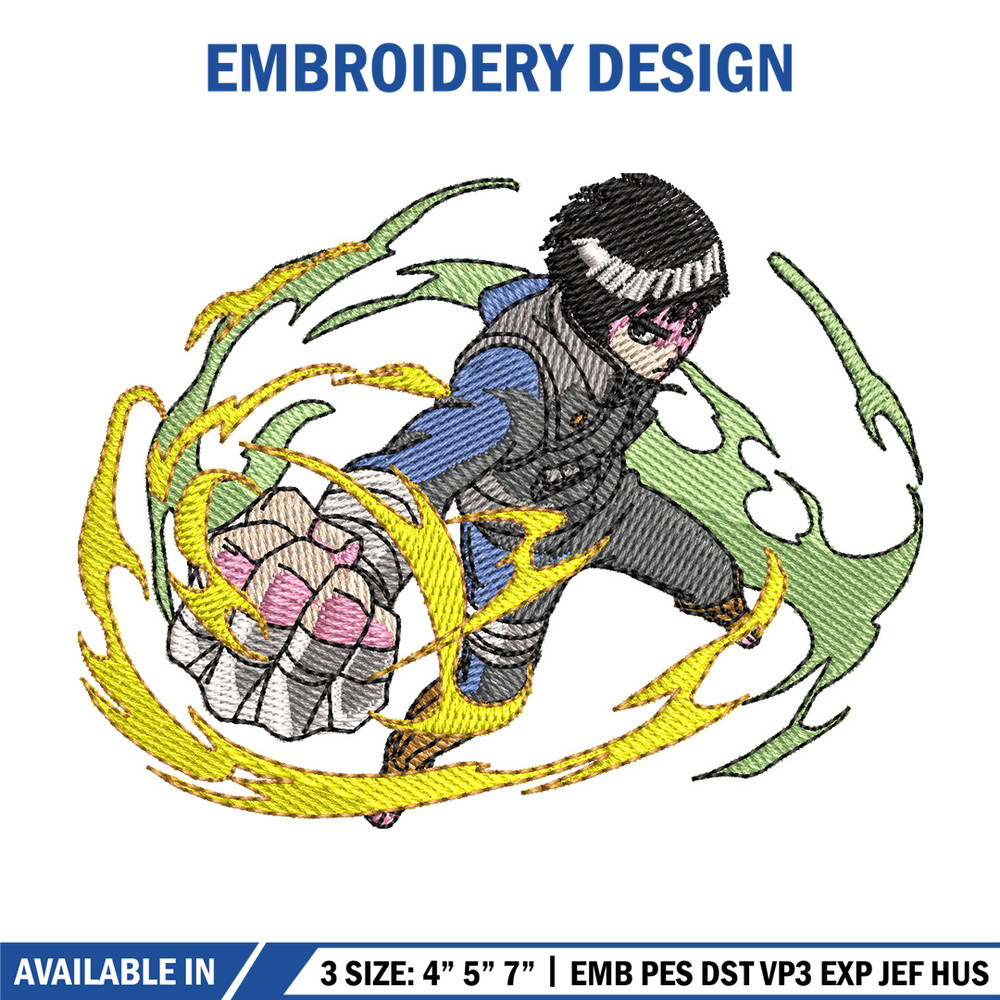 Rock lee punch embroidery design, Naruto embroidery, Anime design, Embroidery file, Digital download, Embroidery shirt.jpg