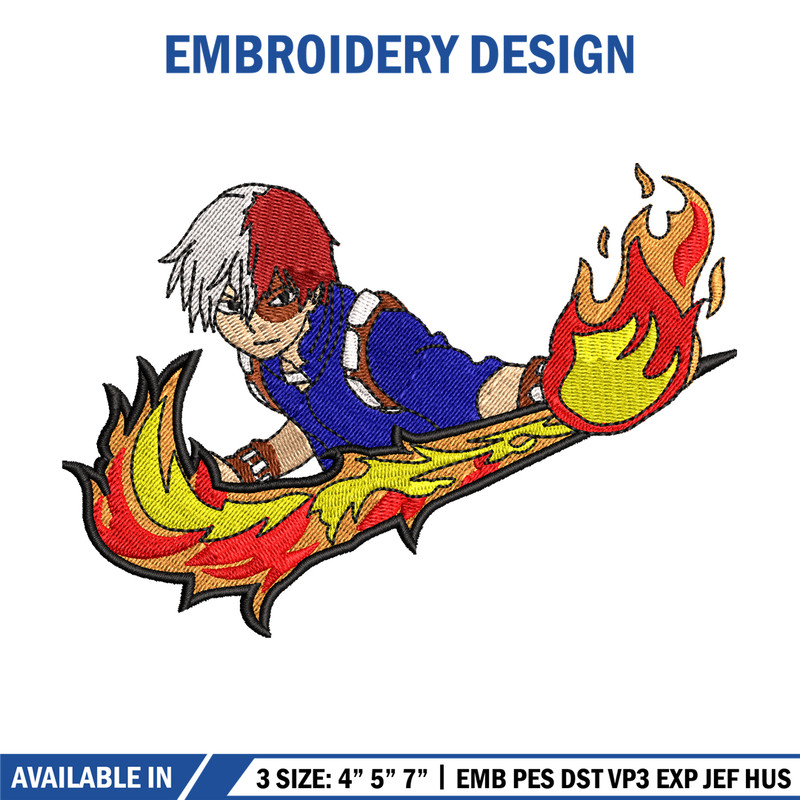 Shoto Todoroki Nike embroidery design, My hero academia embroidery, Nike design, anime design, Digital download.jpg