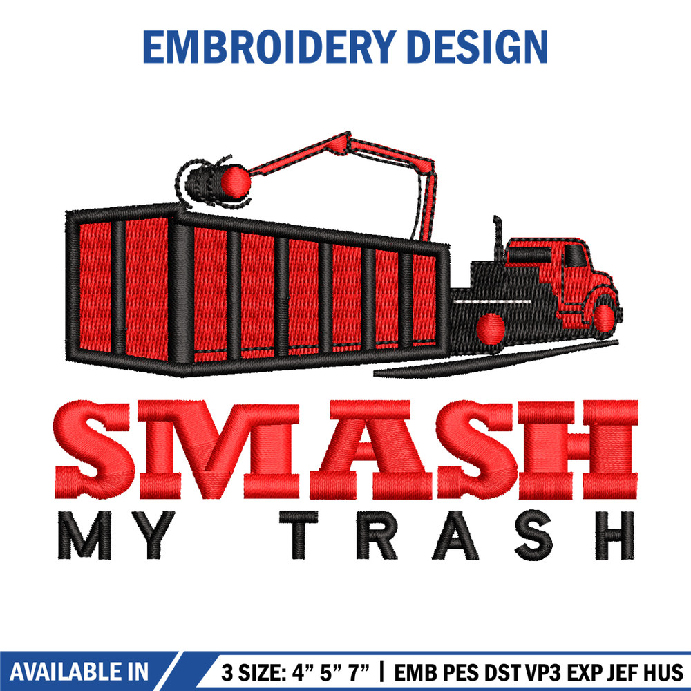 Smash My Trash logo embroidery design, logo embroidery, logo design, logo shirt, Embroidery shirt, Instant download.jpg