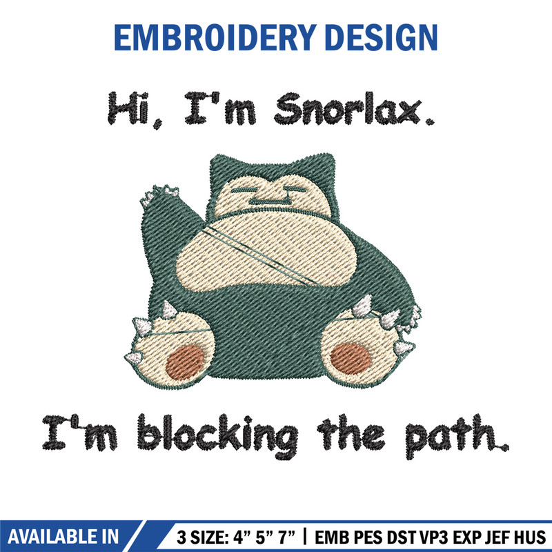 Snorlax embroidery design, Pokemon embroidery, Anime design, Embroidery file, Digital download, Embroidery shirt.jpg