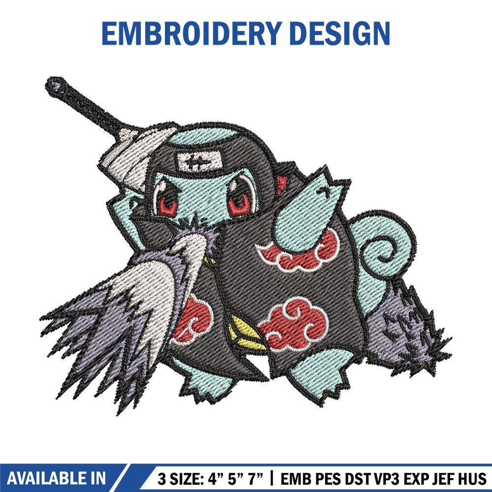Squirtle kisame embroidery design, Pokemon embroidery, Anime design, Embroidery file, Digital download, Embroidery shirt.jpg