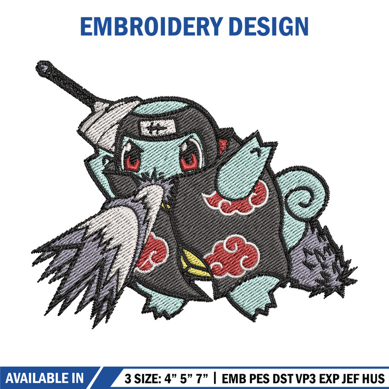 Squirtle kisame embroidery design, Pokemon embroidery, Anime design, Embroidery file, Digital download, Embroidery shirt.jpg