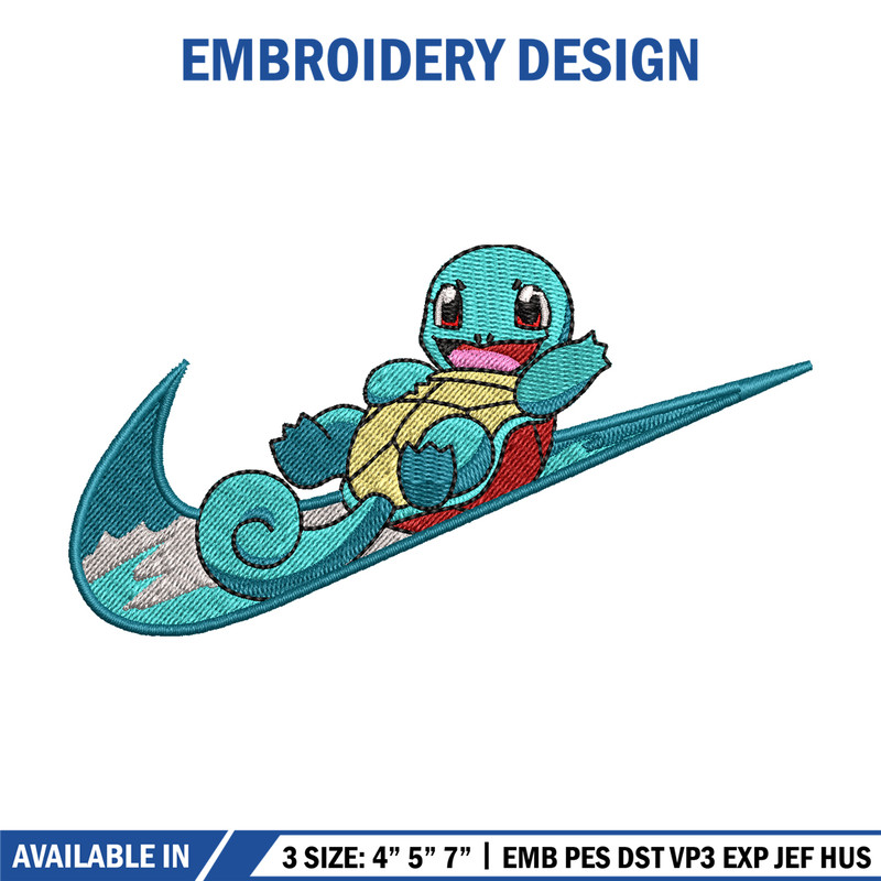 Squirtle Nike embroidery design, Pokemon embroidery, embroidery file, anime design, anime shirt, Digital download.jpg