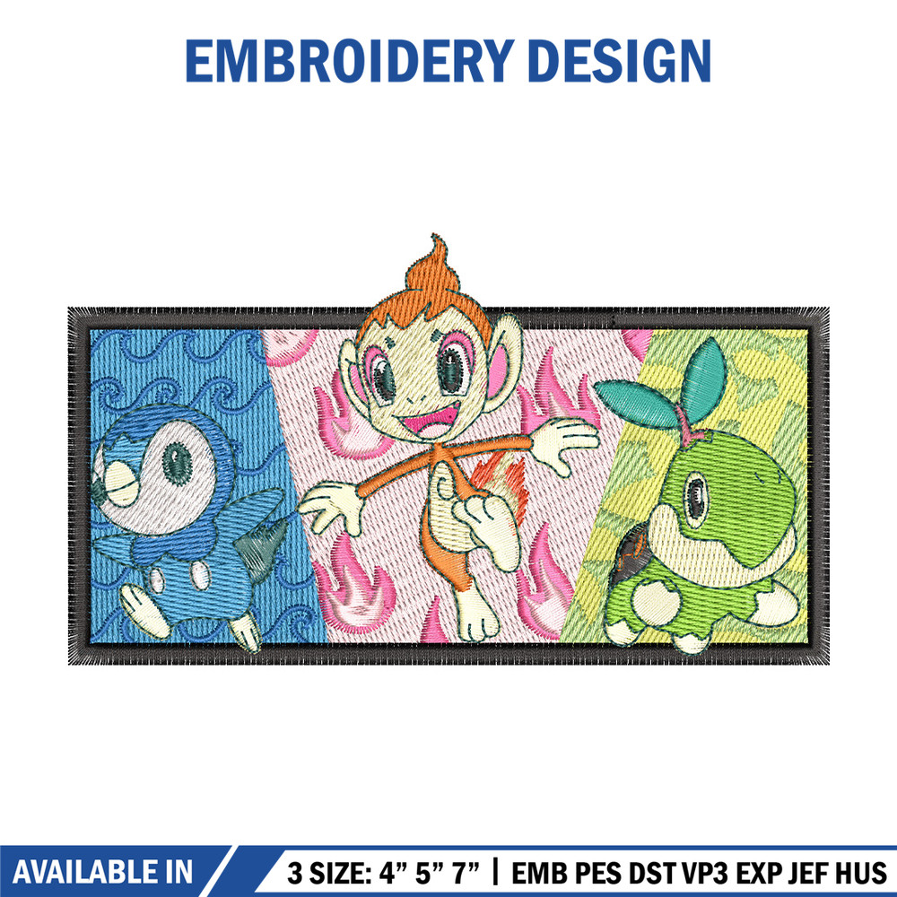 Starter Gen 4 embroidery design, Pokemon embroidery, Anime design, Embroidery shirt, Embroidery file, Digital download.jpg