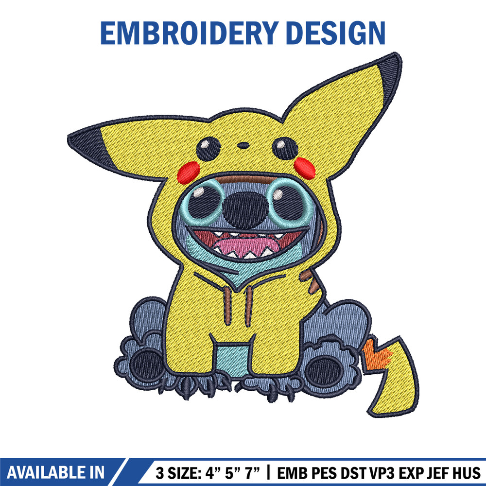 Stitch Pikachu logo embroidery design, Stitch Pikachu embroidery, Embroidery shirt, logo design, Instant download.jpg