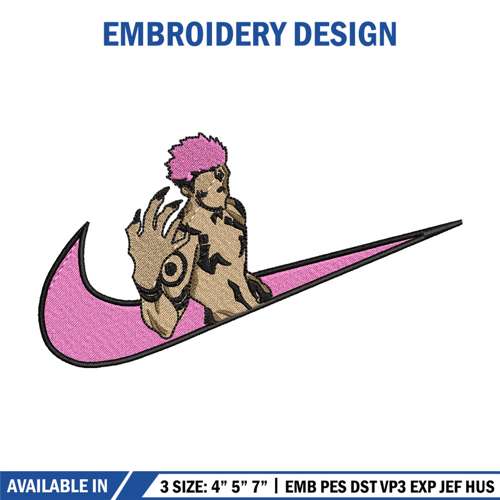 Sukuna Nike embroidery design, Jujutsu kaisen embroidery, Nike design, anime design, anime shirt, Digital download.jpg