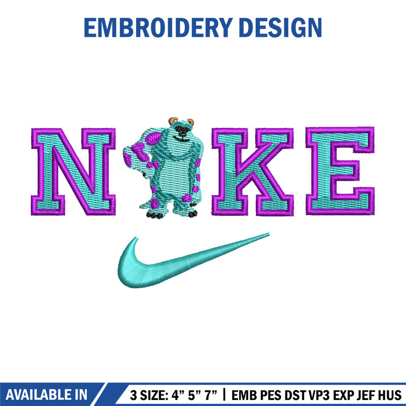 Sullivan x nike embroidery design, Disney embroidery, Embroidery file, Embroidery shirt, Nike design, Digital download.jpg