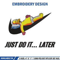 swoosh homer embroidery design, the simpsons embroidery, nike design, cartoon design, cartoon shirt, embroidery design