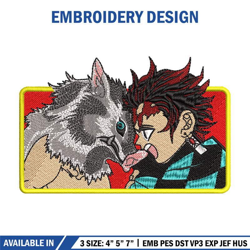 Tanjiro and Inosuke embroidery design, Kimetsu no Yaiba embroidery, anime design, anime shirt, Digital download.jpg