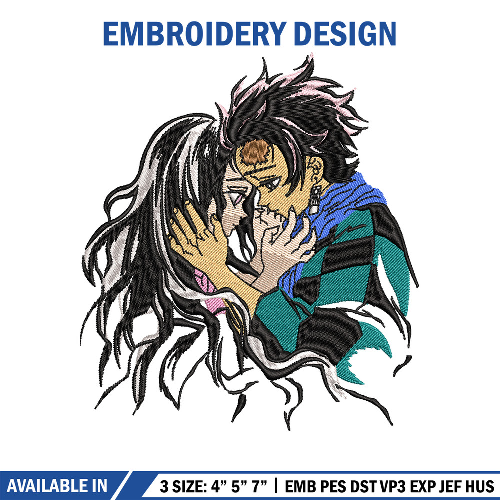 Tanjiro and Nezuko kamado embroidery design, Kimetsu no Yaiba embroidery, anime design, anime shirt, Digital download.jpg
