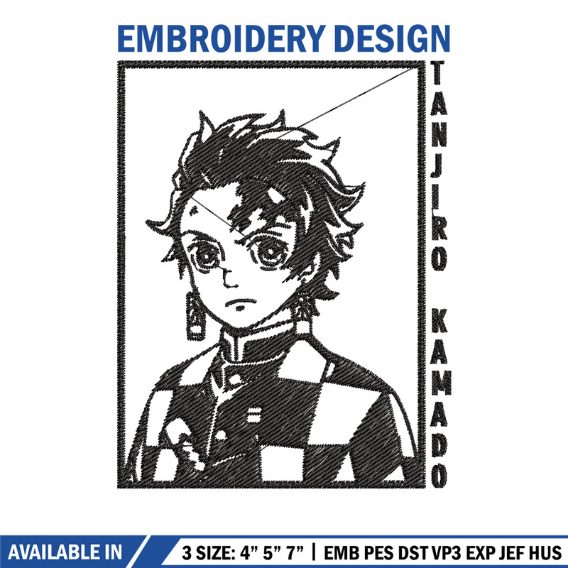 Tanjiro black embroidery design, Tanjiro embroidery, Embroidery shirt, Embroidery file, Anime design, Digital download.jpg