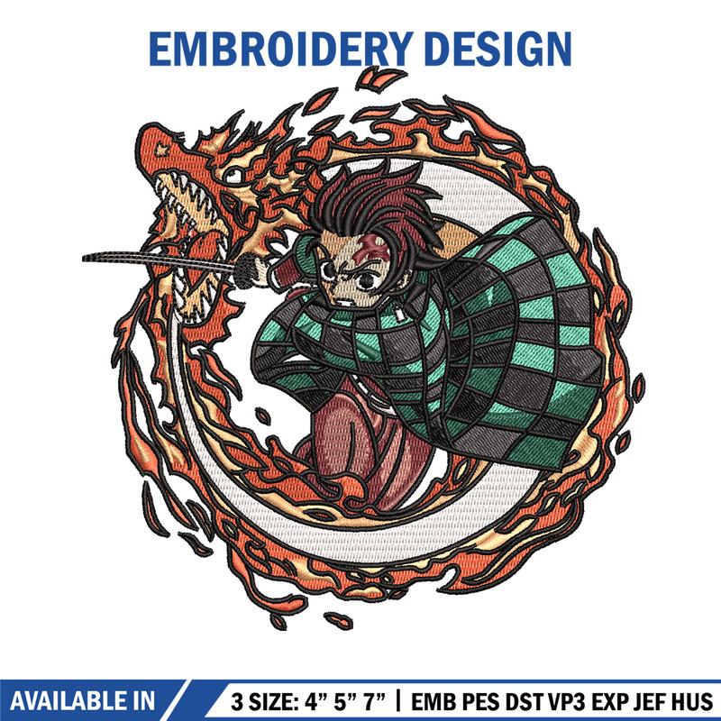Tanjiro fire embroidery design, Tanjiro embroidery, Anime design, Embroidery shirt, Embroidery file, Digital download.jpg