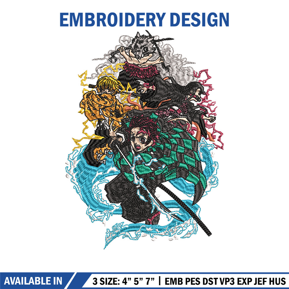 Tanjiro friends embroidery design, Kimetsu no Yaiba embroidery, logo design, anime design, anime shirt, Digital download.jpg