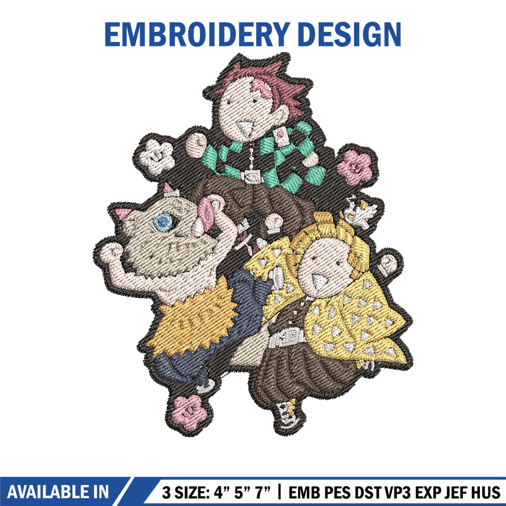 Tanjiro friends embroidery design, Tanjiro embroidery, Embroidery shirt, Embroidery file, Anime design, Digital download.jpg