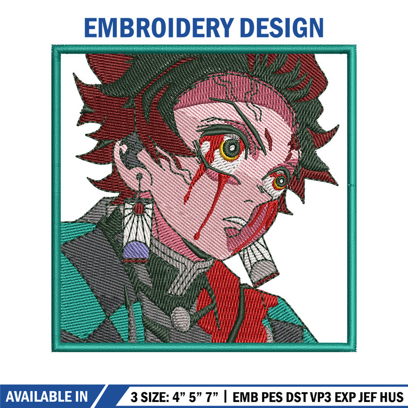 Tanjiro green embroidery design, Tanjiro embroidery, Anime design, Embroidery shirt, Embroidery file, Digital download.jpg