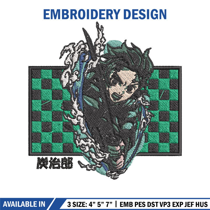 Tanjiro green embroidery design, Tanjiro embroidery, Embroidery shirt, Embroidery file, Anime design, Digital download.jpg