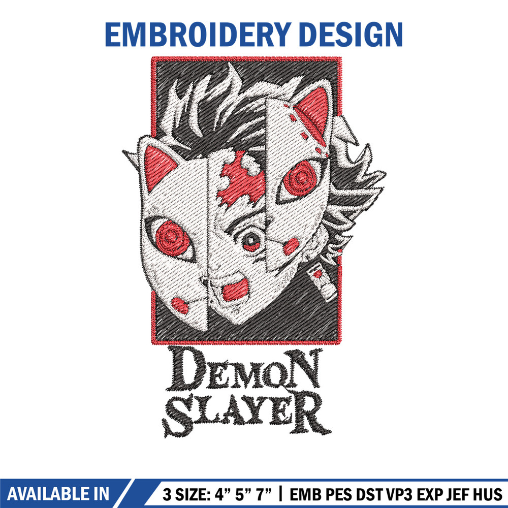 Tanjiro mask embroidery design, Tanjiro embroidery, Embroidery shirt, Embroidery file, Anime design, Digital download.jpg