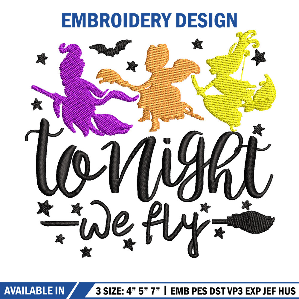 To night we fly embroidery design, Halloween embroidery, Emb design, Embroidery shirt, Embroidery file, Digital download.jpg