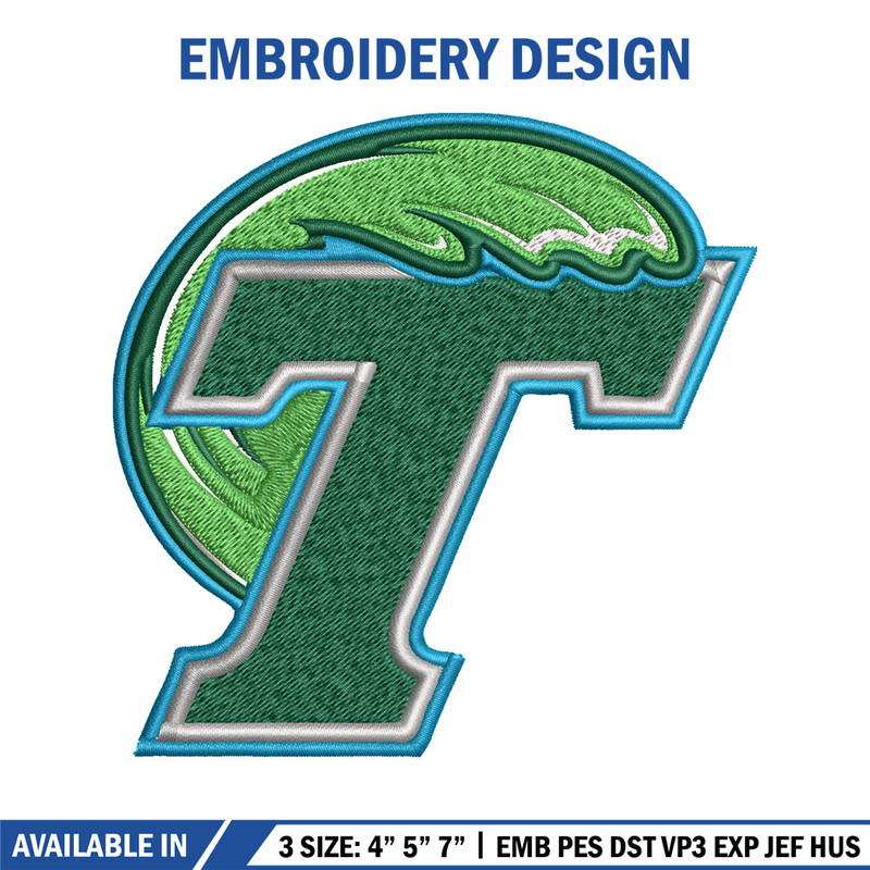 Tulane Green Wave embroidery design, Tulane Green Wave embroidery, logo Sport, Sport embroidery, NCAA embroidery..jpg