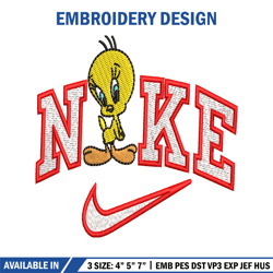 tweety nike embroidery design, tweety cartoon embroidery, nike design, embroidery file, logo shirt, embroidery design