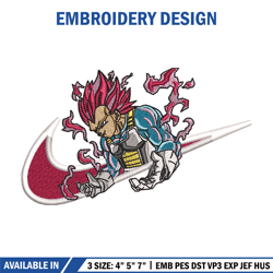 vegeta ultra nike embroidery design, dragon ball embroidery, nike design, anime design, anime shirt, embroidery design
