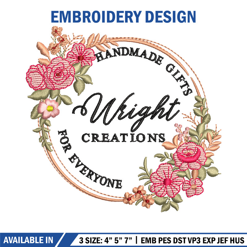Wright creation logo embroidery design, Wright creation embroidery, logo design, Embroidery shirt, Instant download.jpg