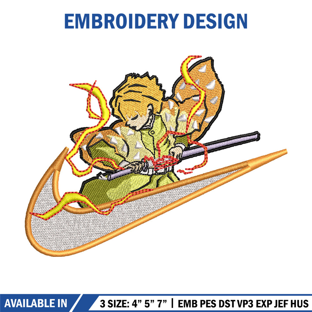 Zenitsu nike embroidery design, Demon slayer embroidery,Nike design, Embroidery shirt, Embroidery file, Digital download.jpg