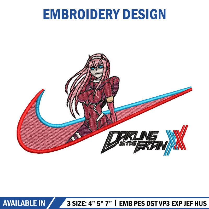 Zero two x nike embroidery design, Zero two embroidery, Nike design, Embroidery shirt, Embroidery file, Digital download.jpg