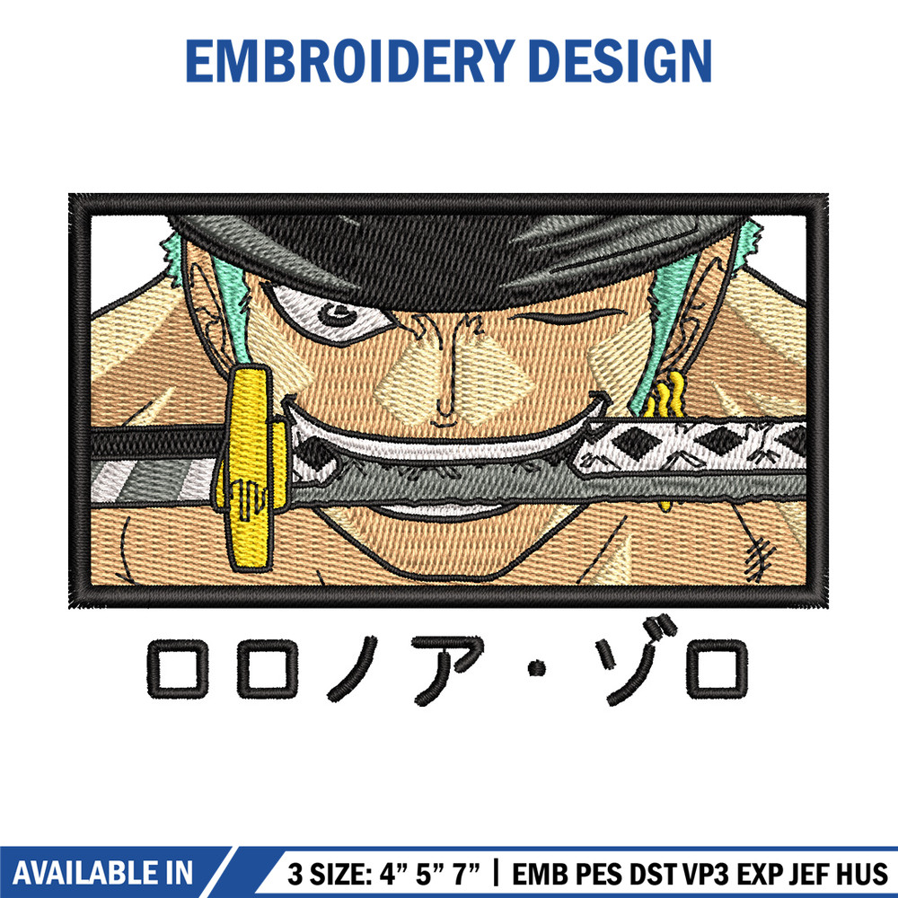 Zoro embroidery design, One piece embroidery, Anime design, Embroidery file, Digital download, Embroidery shirt.jpg