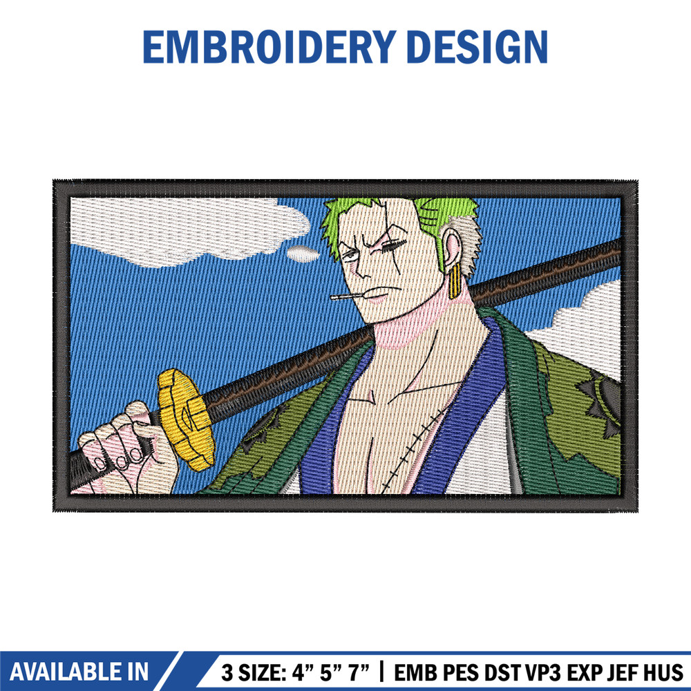 Zoro wano arc embroidery design, One piece embroidery, Anime design, Embroidery shirt, Embroidery file, Digital download.jpg