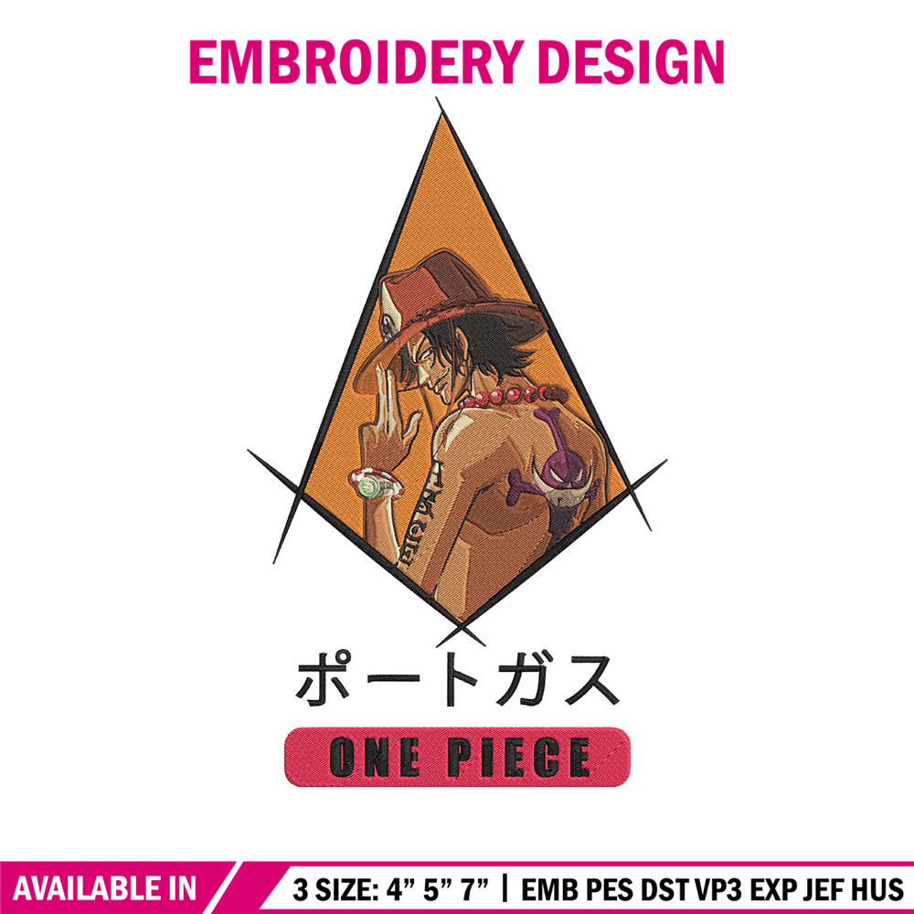 Ace poster Embroidery Design, One piece Embroidery, Embroidery File, Anime Embroidery, Anime shirt, Digital download..jpg